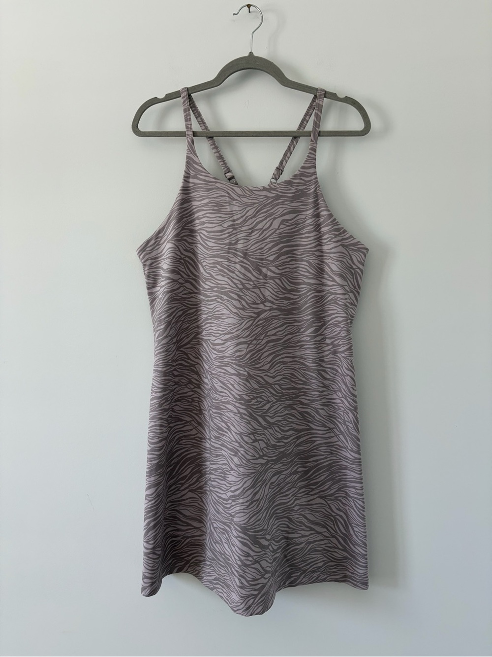 Zella Studio Lite Racerback Zebra Stripe Tennis Golf Dress Grey Lavender XL
